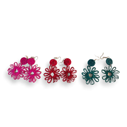 Natural Handmade Bella Earrings Green Red And Pink Color-Magdalena