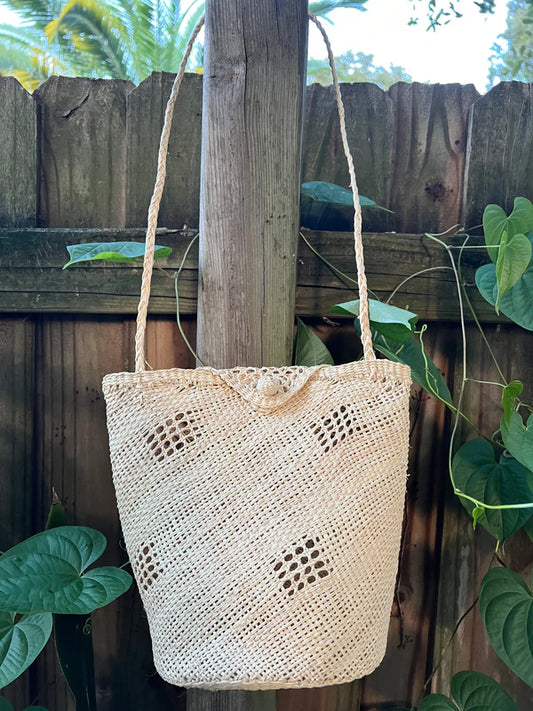 Handmade Natural Straw Beige Color Shoulder Bag For Women-Magdalena
