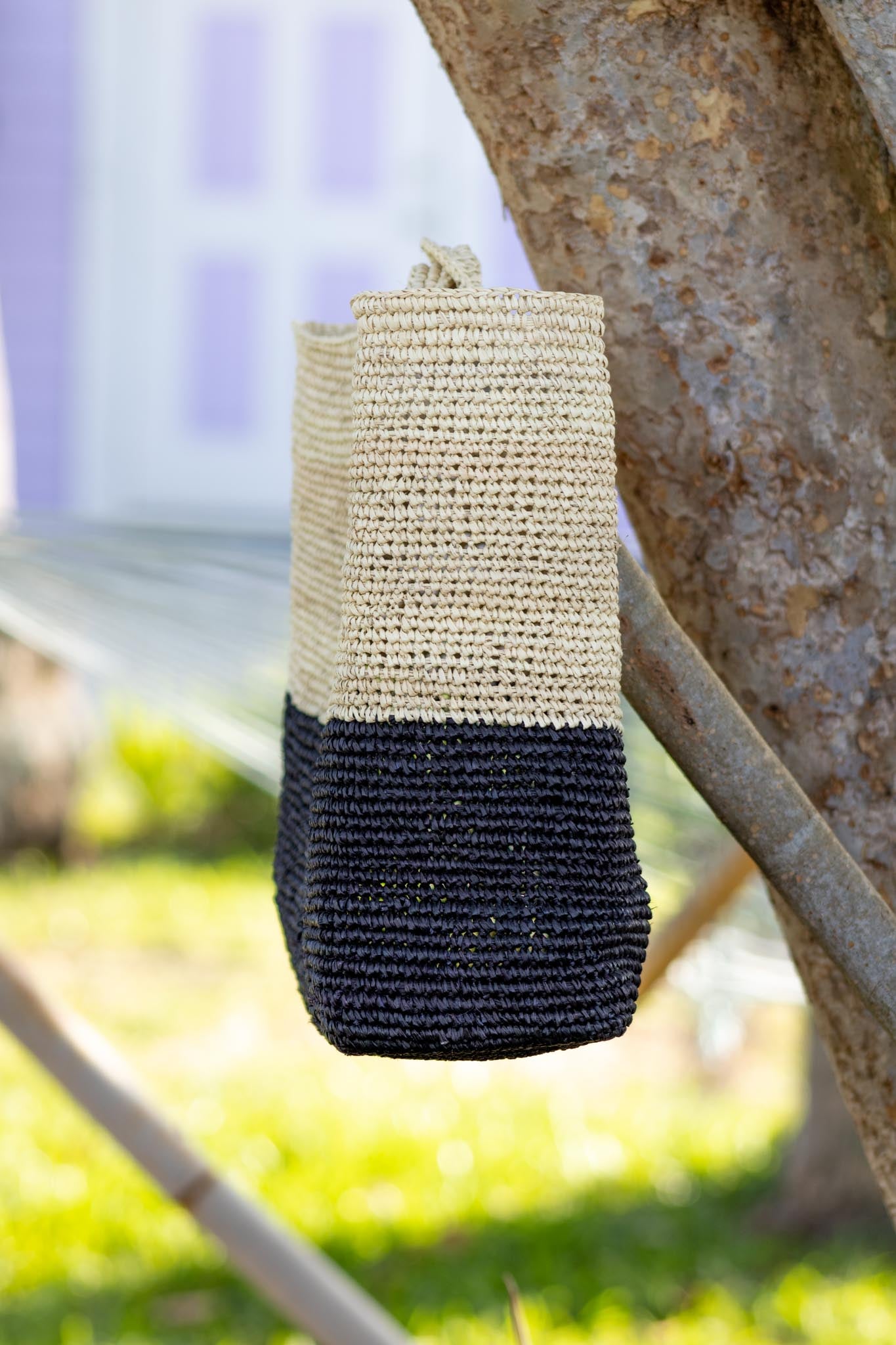 beautiful handmade natural straw tote black color bag for women magdalena