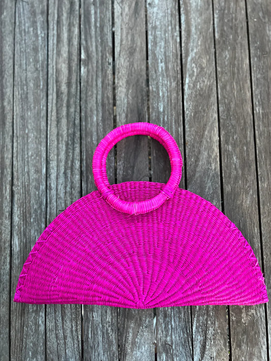 natural straw handmade isabela magenta clutch pink color-magdalena