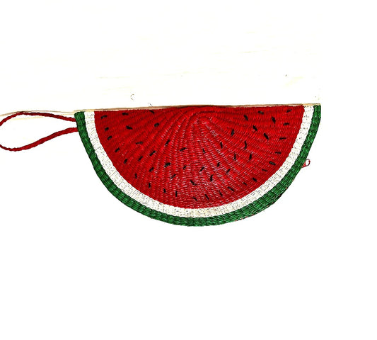 natural straw handmade watermelon clutch bag for women-magdalena